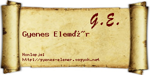 Gyenes Elemér névjegykártya